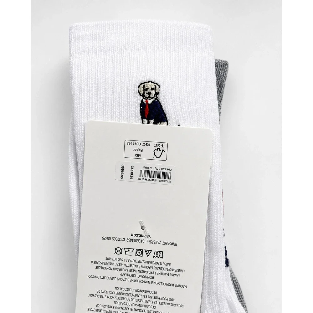 Victoria's Secret PINK Dog Embroidered Crew Socks 2 Pack OS NWT